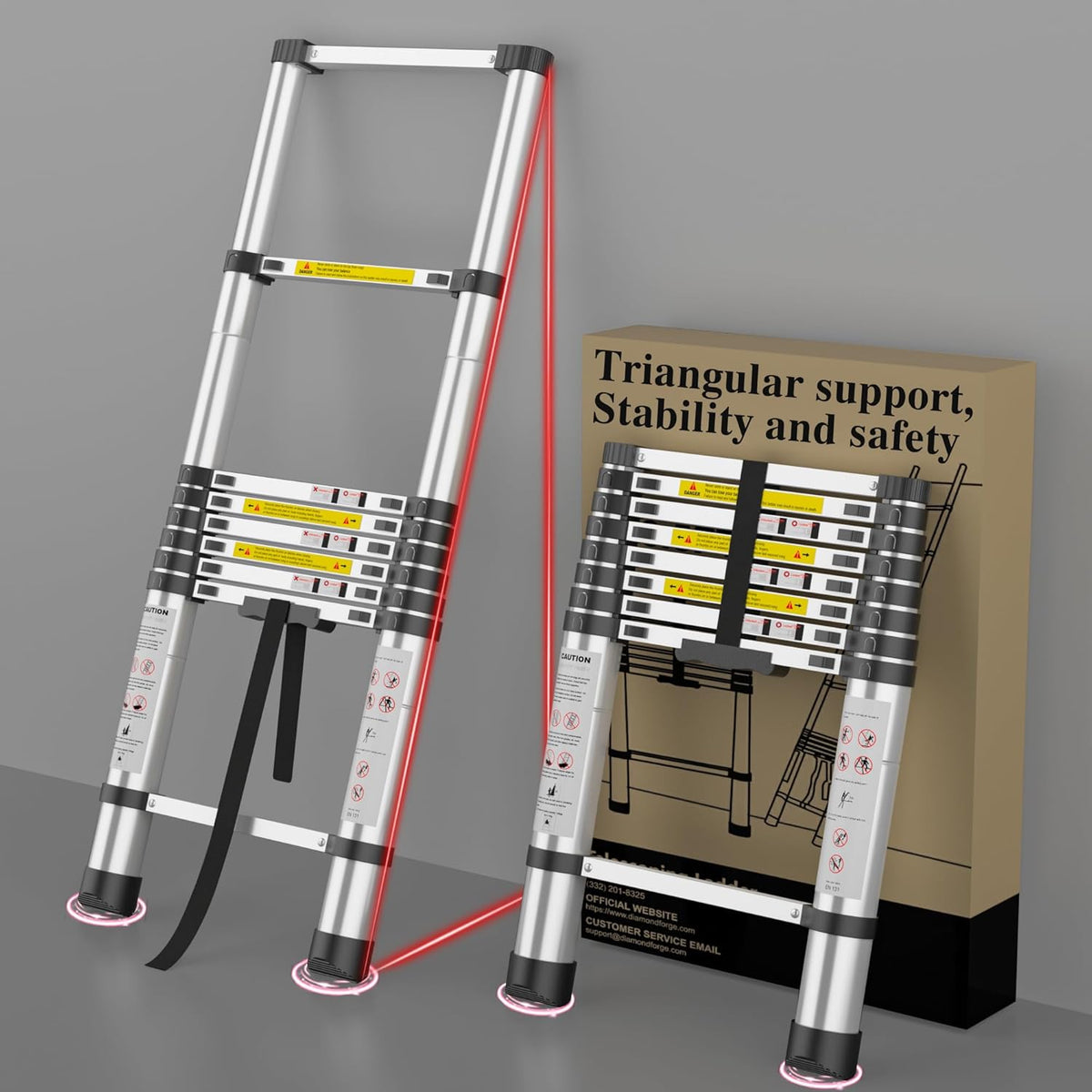 Telescoping Ladder Extension Telescopic Collapsible - 8.5 FT Rv Telesc ...