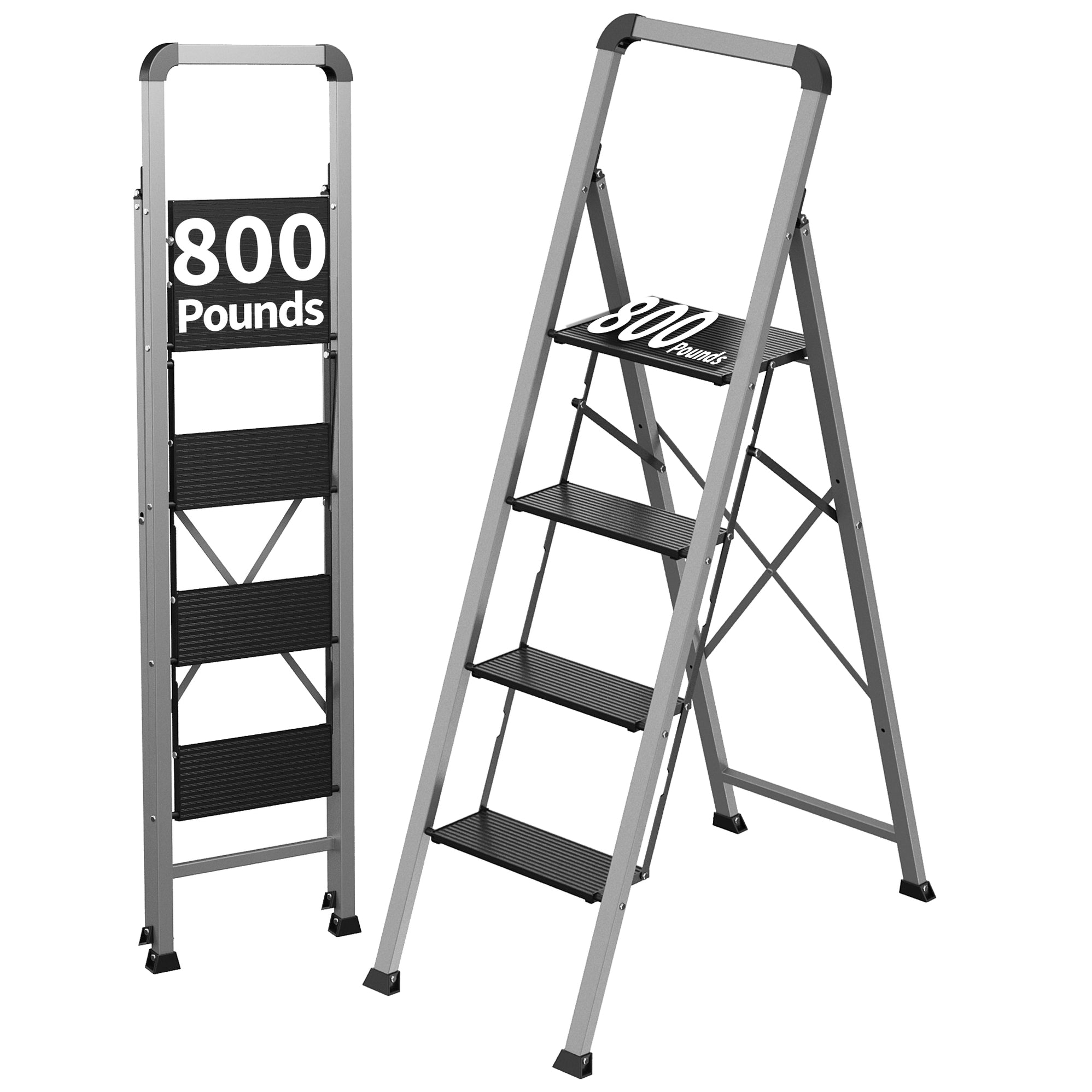 DIAMONDFORGE 3 Step Ladder,800 lbs Capacity Aluminum Ladder, Folding S ...