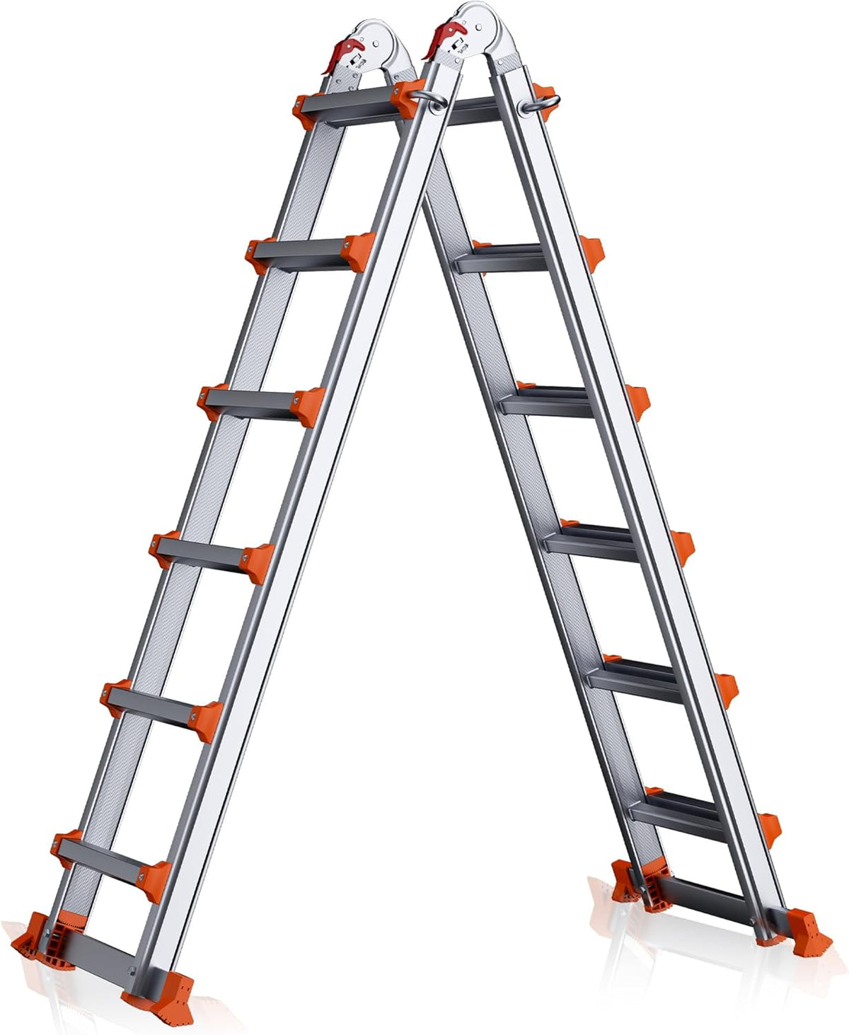 20FT Telescoping A-Frame Ladder with Stabilizer Bar, 6-Step Aluminum F ...