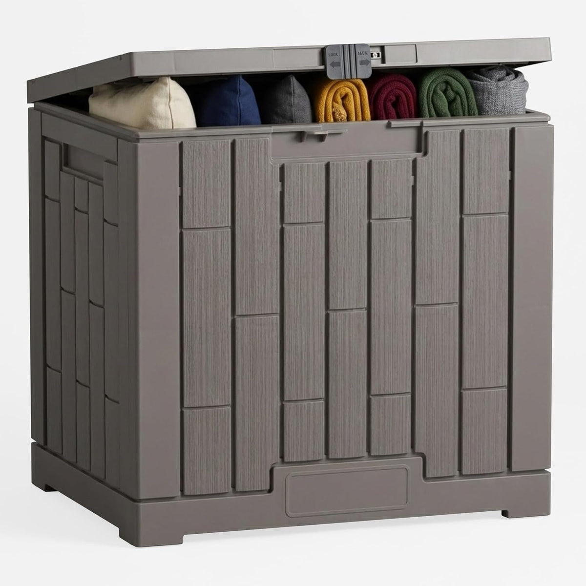 Outdoor Storage Box, 30 Gallon Resin Waterproof Deck Box, Lockable, Bu ...