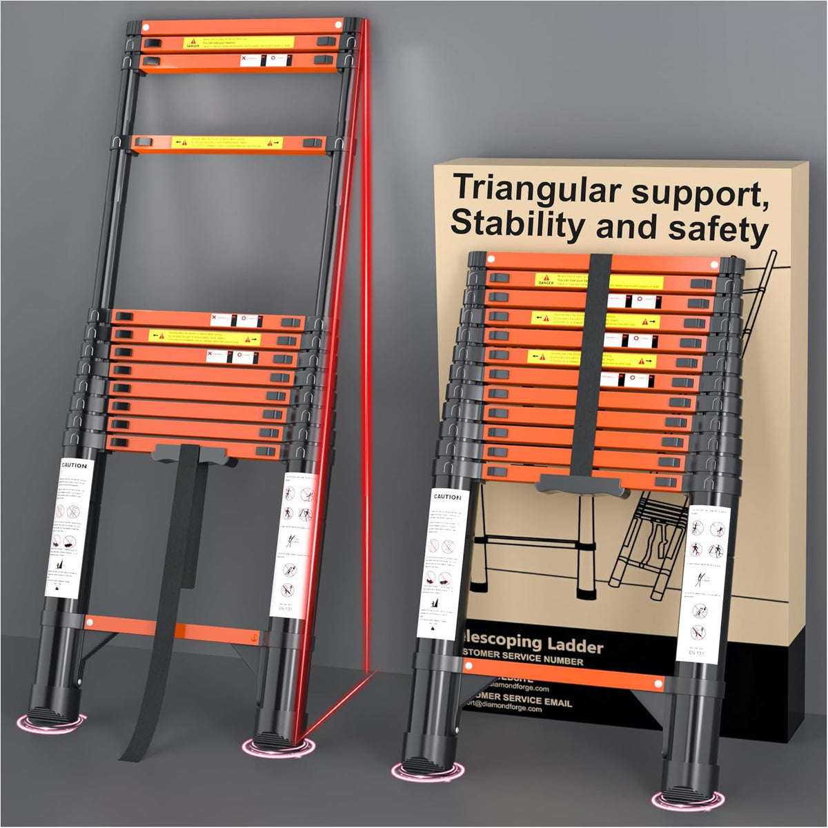 Telescoping Ladder Extension Telescopic Collapsible - 12.5 FT Rv Teles ...