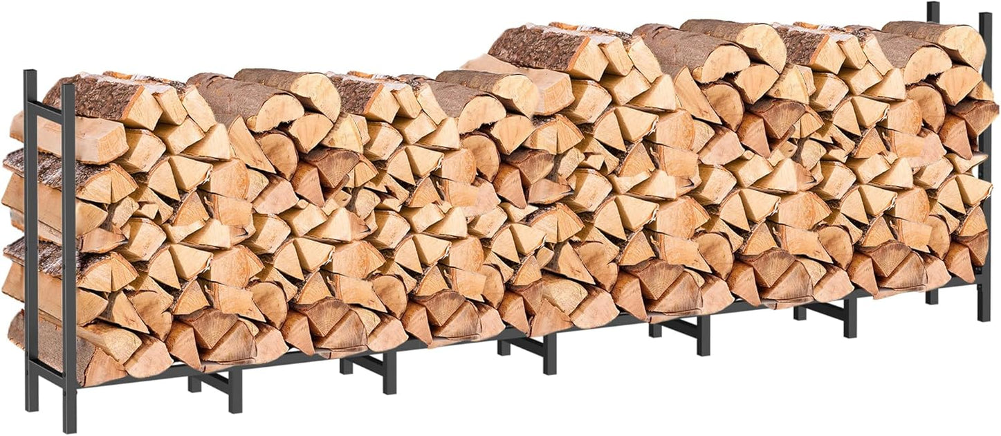 8ft Firewood Rack Outdoor, Heavy Duty Fire Wood Stand, Metal Firewood ...