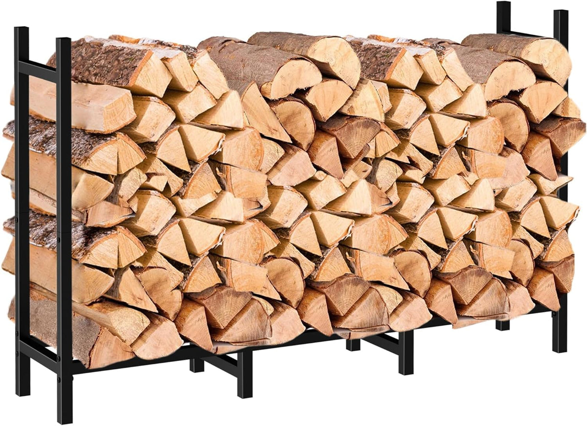 4ft Firewood Rack Outdoor, Heavy Duty Fire Wood Stand, Metal Firewood ...