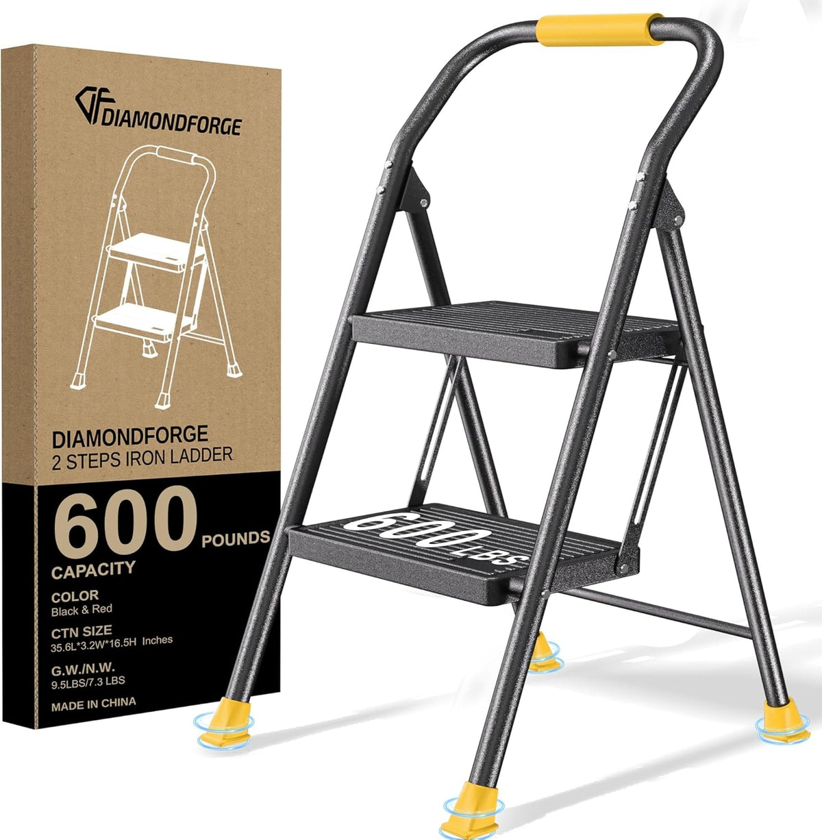 Step Ladder Foldable Folding Stool - for Home Adults Kitchen 3 Steppin ...