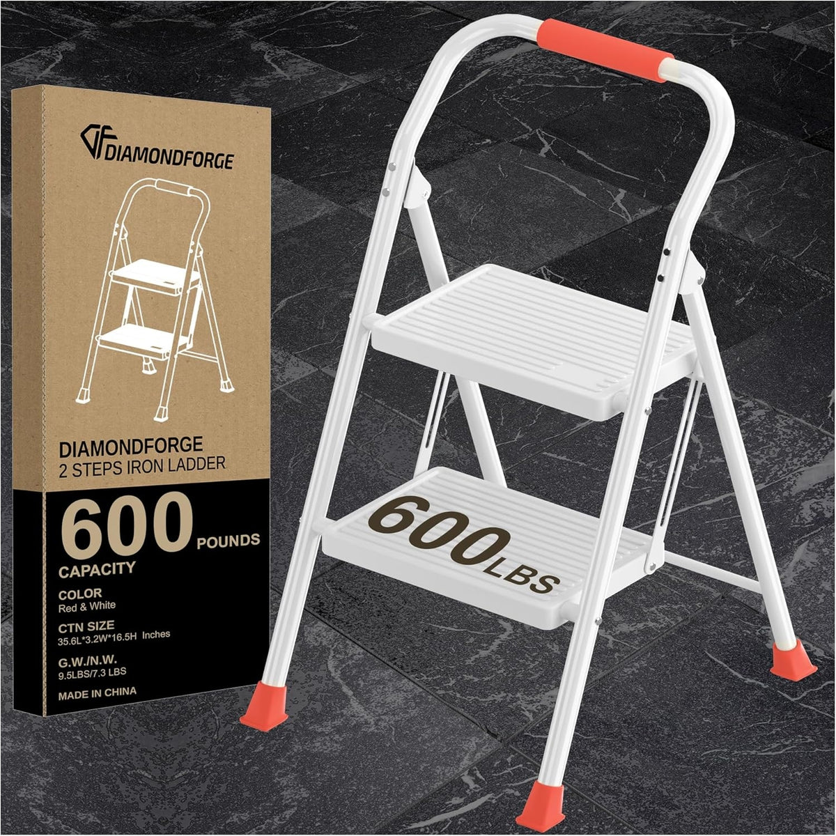 Step Ladder Foldable Folding Stool - for Home Adults Kitchen 3 Steppin ...