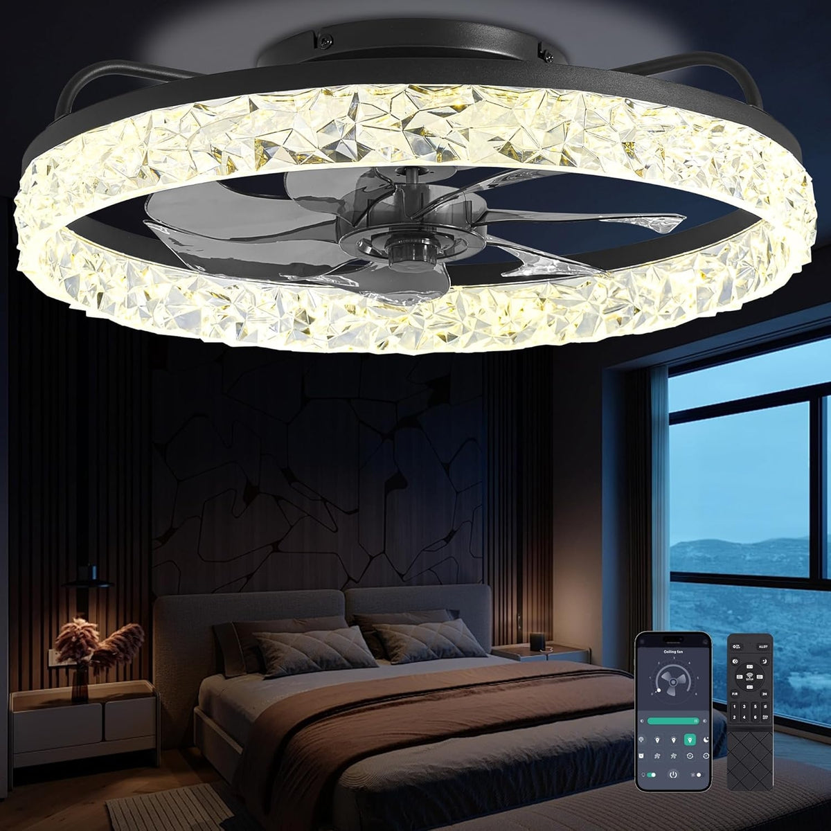 UPC: 850071073843 Ceiling Fans with Lights and Remote Fandelier - Low ...